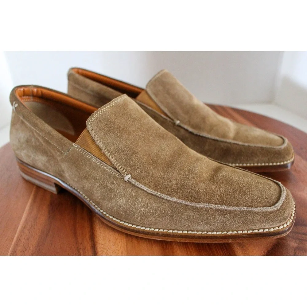 Gordon Rush Dress Shoes Mens 9 Brown Suede Leather Slip On Loafers Made in Italy